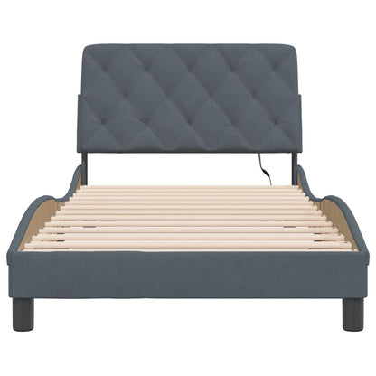 Bedframe met LED-verlichting fluweel donkergrijs 100x200 cm