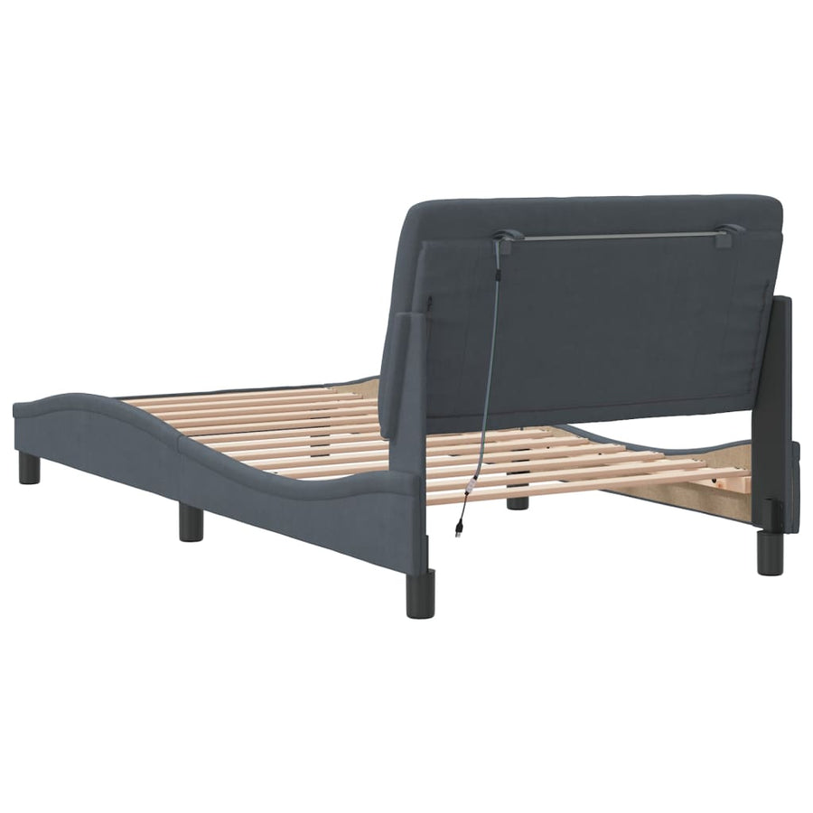 Bedframe met LED-verlichting fluweel donkergrijs 100x200 cm