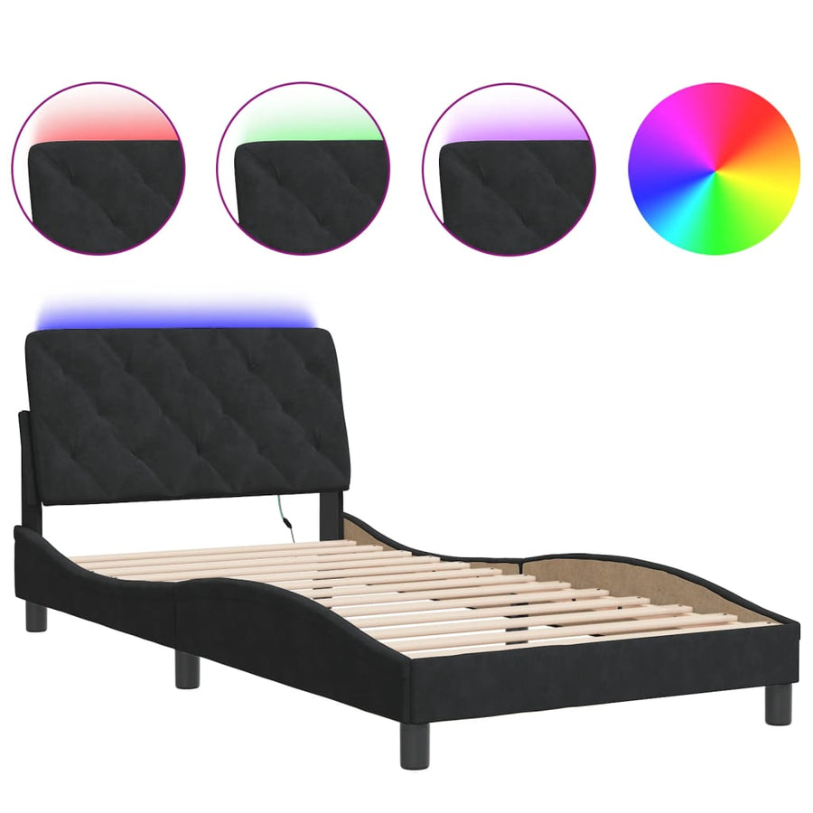 Bedframe met LED-verlichting fluweel zwart 100x200 cm