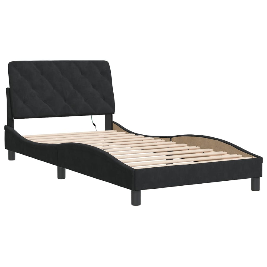 Bedframe met LED-verlichting fluweel zwart 100x200 cm