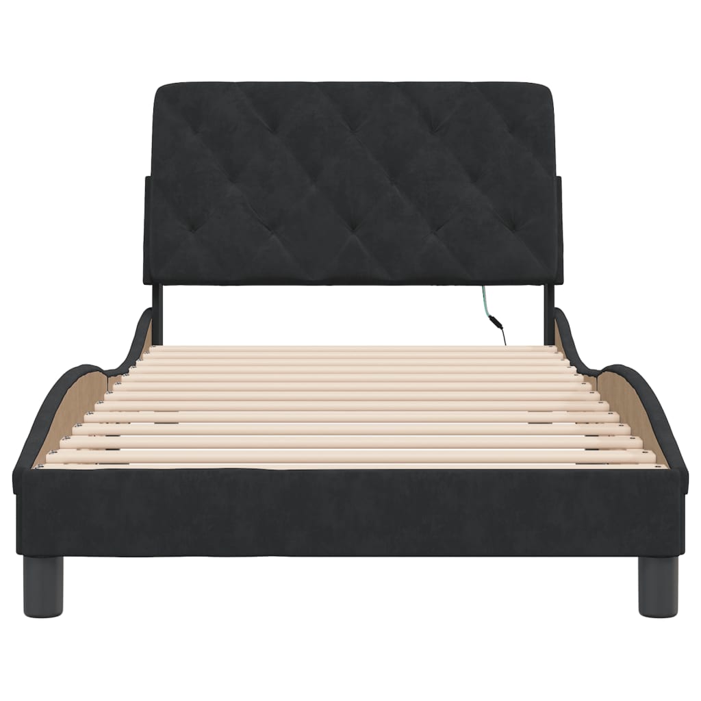 Bedframe met LED-verlichting fluweel zwart 100x200 cm