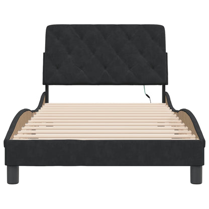 Bedframe met LED-verlichting fluweel zwart 100x200 cm