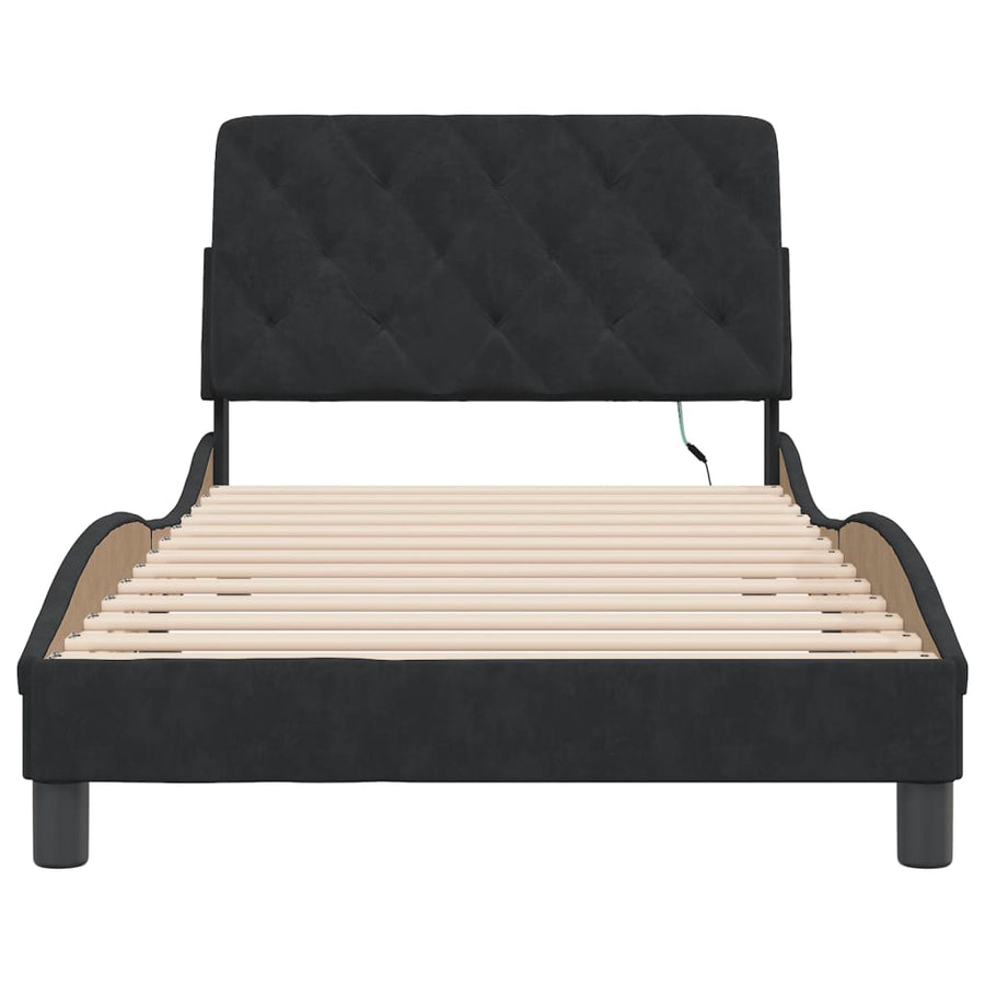 Bedframe met LED-verlichting fluweel zwart 100x200 cm