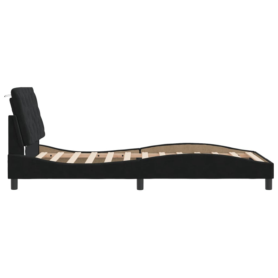 Bedframe met LED-verlichting fluweel zwart 100x200 cm