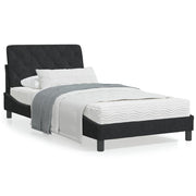 Bedframe fluweel zwart 100x200 cm met LED