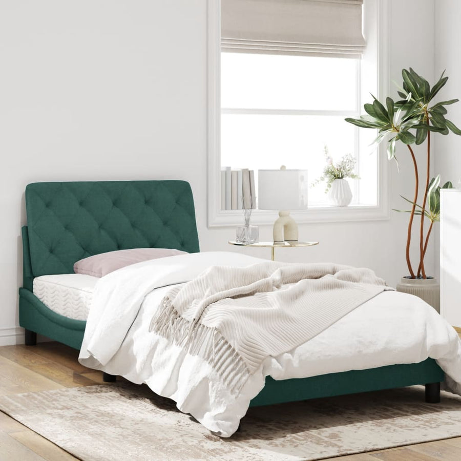 Bedframe met LED-verlichting fluweel donkergroen 100x200 cm