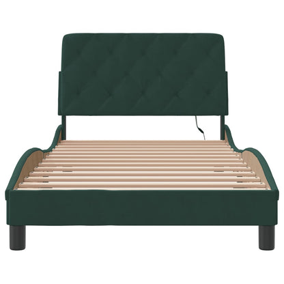Bedframe met LED-verlichting fluweel donkergroen 100x200 cm
