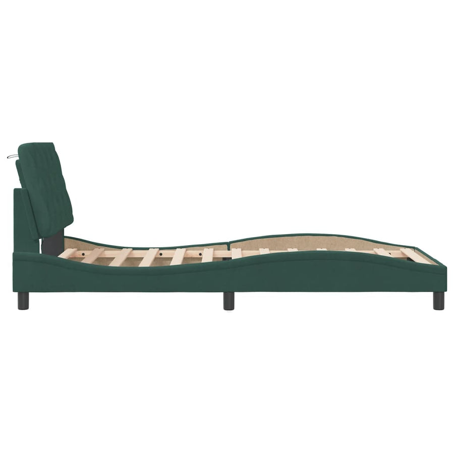 Bedframe met LED-verlichting fluweel donkergroen 100x200 cm