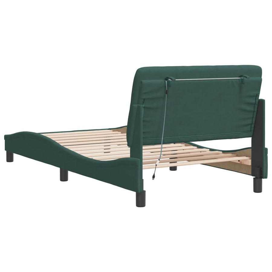 Bedframe met LED-verlichting fluweel donkergroen 100x200 cm