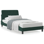 Bedframe 100x200 cm fluweel donkergroen met LED