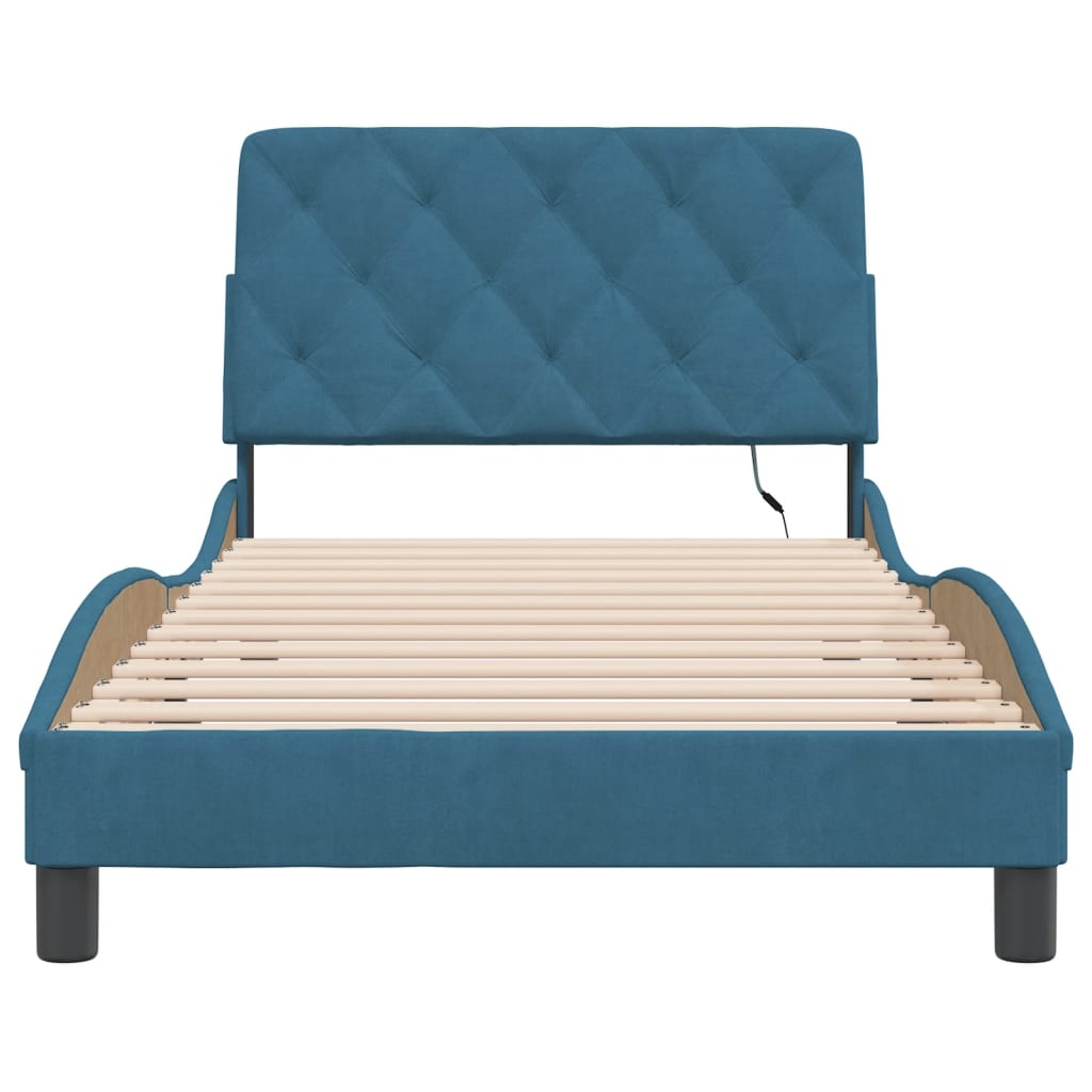 Bedframe met LED-verlichting fluweel blauw 100x200 cm