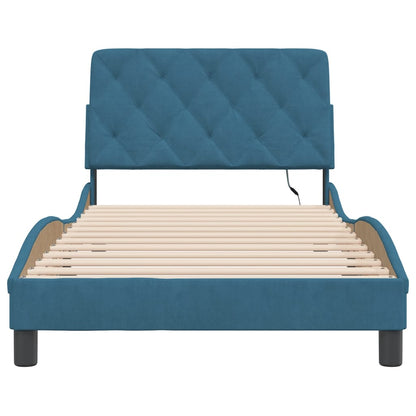Bedframe met LED-verlichting fluweel blauw 100x200 cm