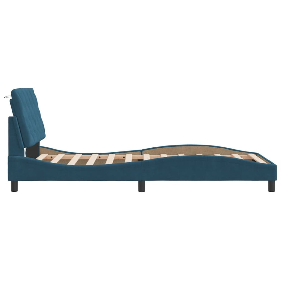 Bedframe met LED-verlichting fluweel blauw 100x200 cm
