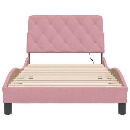 Bedframe met LED-verlichting fluweel roze 100x200 cm