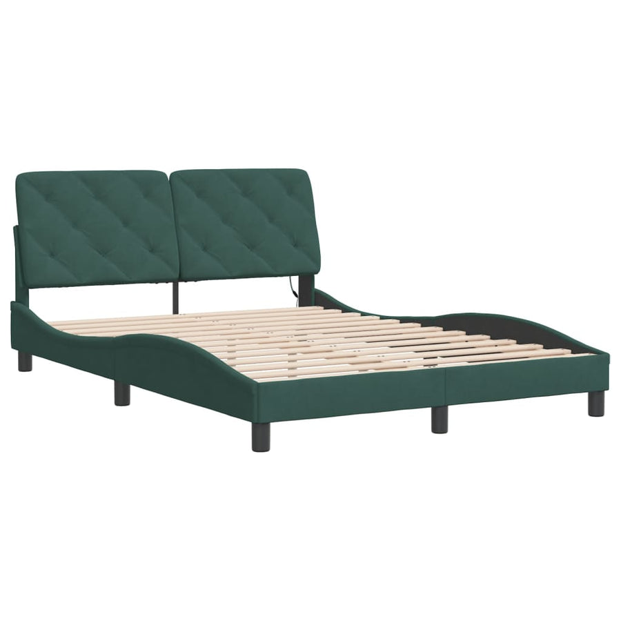 Bedframe met LED-verlichting fluweel donkergroen 120x200 cm