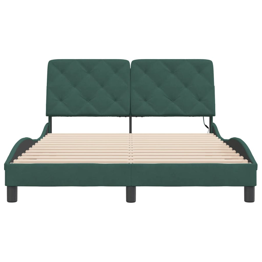 Bedframe met LED-verlichting fluweel donkergroen 120x200 cm