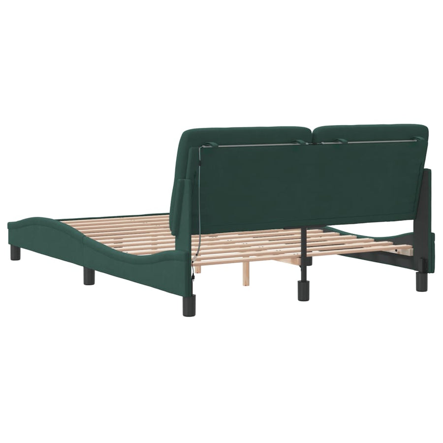 Bedframe met LED-verlichting fluweel donkergroen 120x200 cm