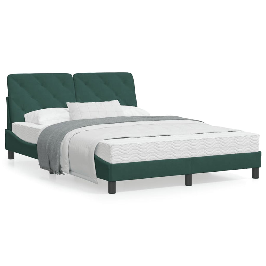 Bedframe met LED-verlichting fluweel donkergroen 120x200 cm