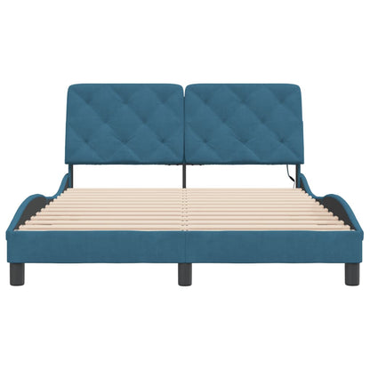 Bedframe met LED-verlichting fluweel blauw 120x200 cm