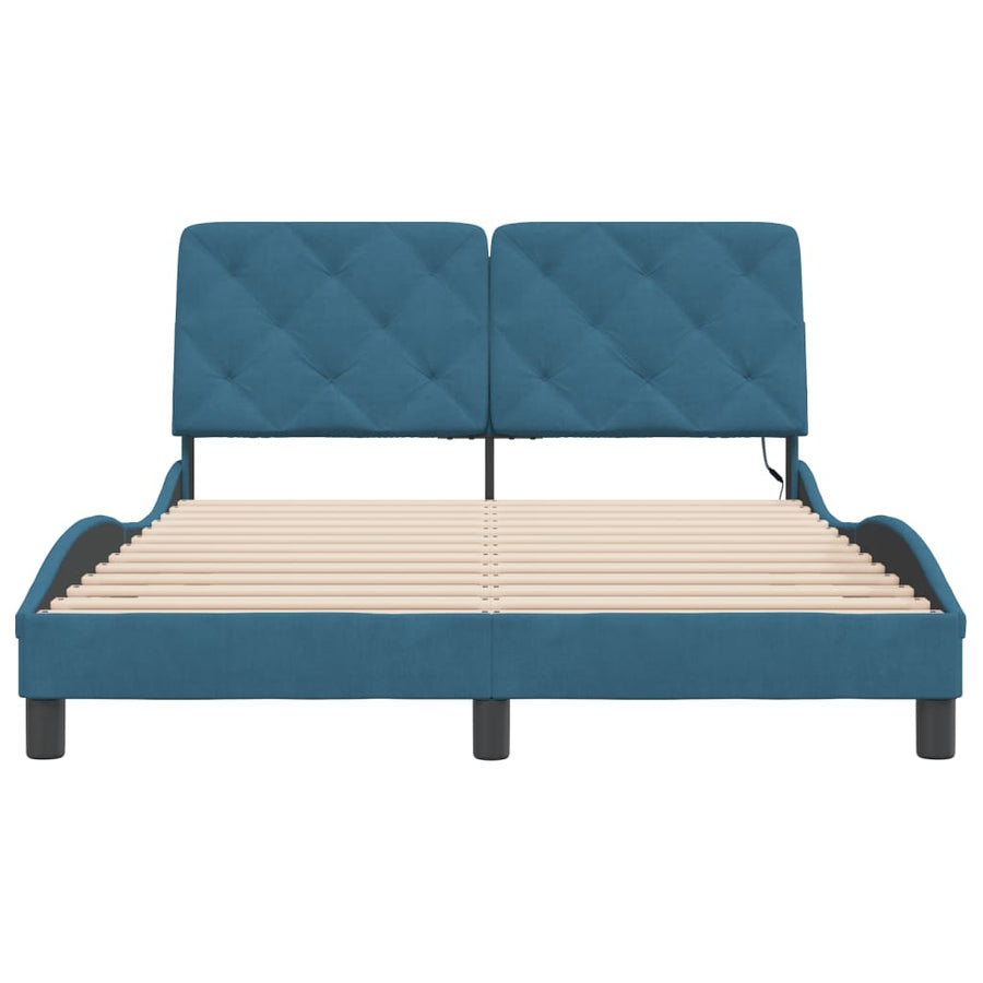 Bedframe met LED-verlichting fluweel blauw 120x200 cm