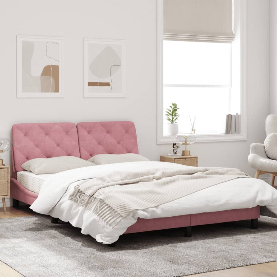 Bedframe met LED-verlichting fluweel roze 120x200 cm