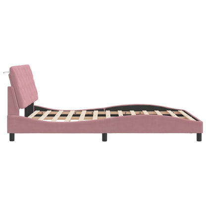 Bedframe met LED-verlichting fluweel roze 120x200 cm