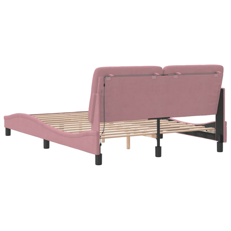 Bedframe met LED-verlichting fluweel roze 120x200 cm
