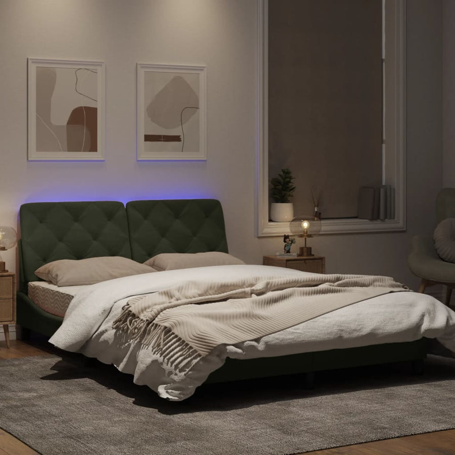 Bedframe met LED-verlichting fluweel lichtgrijs 140x190 cm