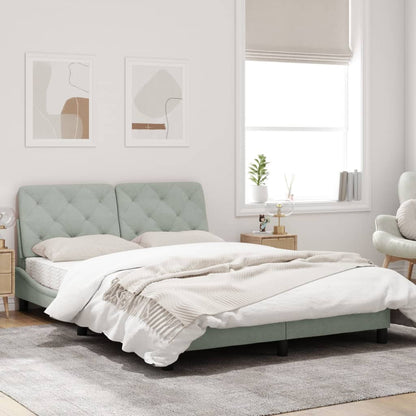 Bedframe met LED-verlichting fluweel lichtgrijs 140x190 cm