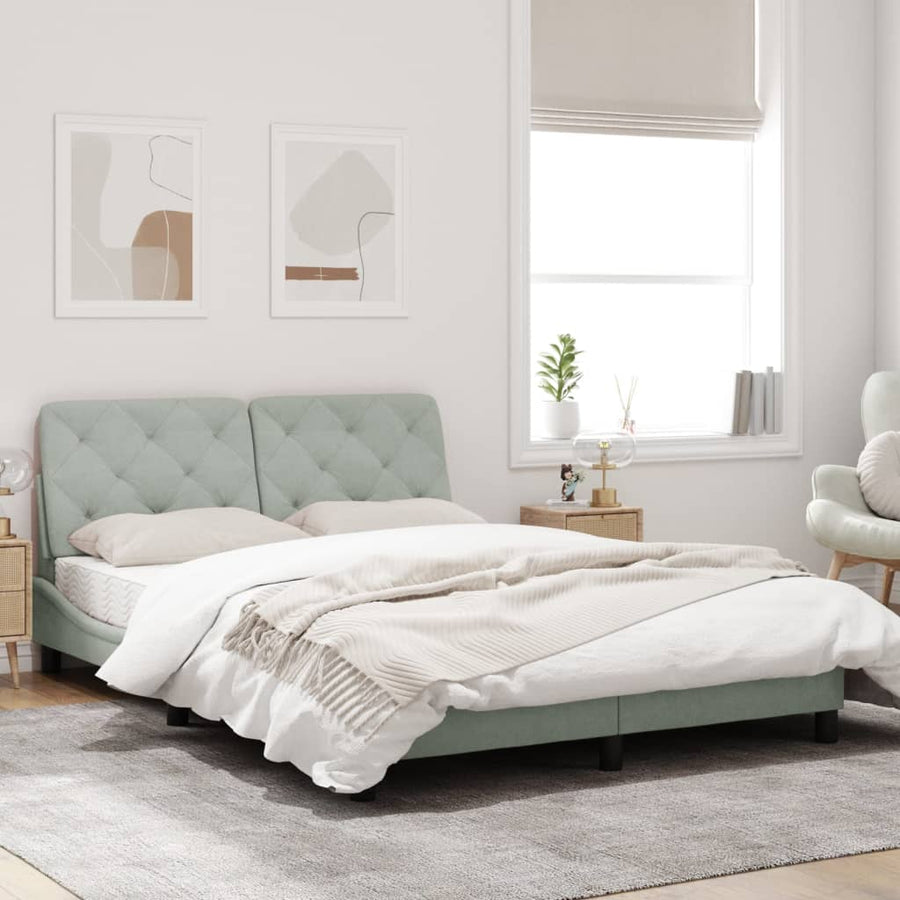 Bedframe met LED-verlichting fluweel lichtgrijs 140x190 cm