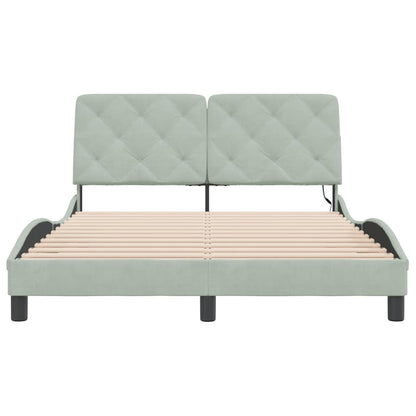 Bedframe met LED-verlichting fluweel lichtgrijs 140x190 cm