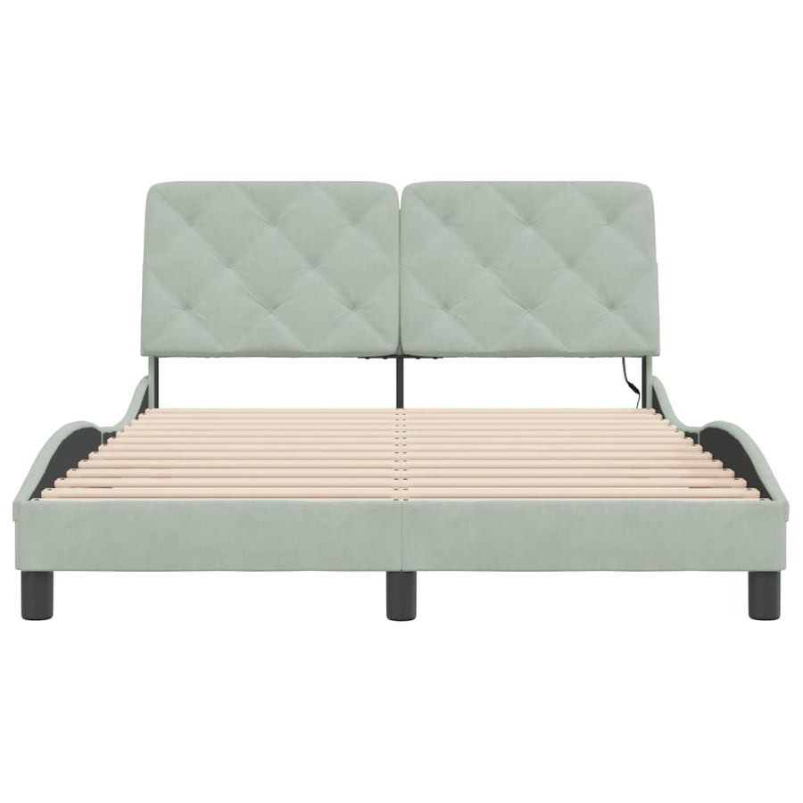 Bedframe met LED-verlichting fluweel lichtgrijs 140x190 cm