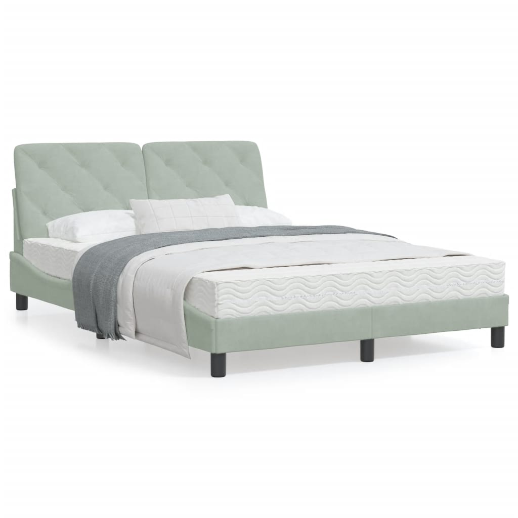 Bedframe met LED-verlichting fluweel lichtgrijs 140x190 cm