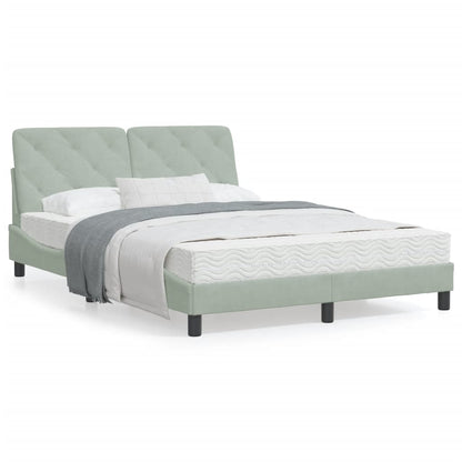 Bedframe met LED-verlichting fluweel lichtgrijs 140x190 cm