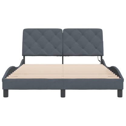 Bedframe met LED-verlichting fluweel donkergrijs 140x190 cm