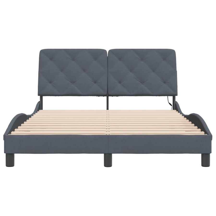 Bedframe met LED-verlichting fluweel donkergrijs 140x190 cm