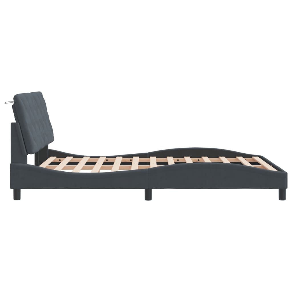 Bedframe met LED-verlichting fluweel donkergrijs 140x190 cm