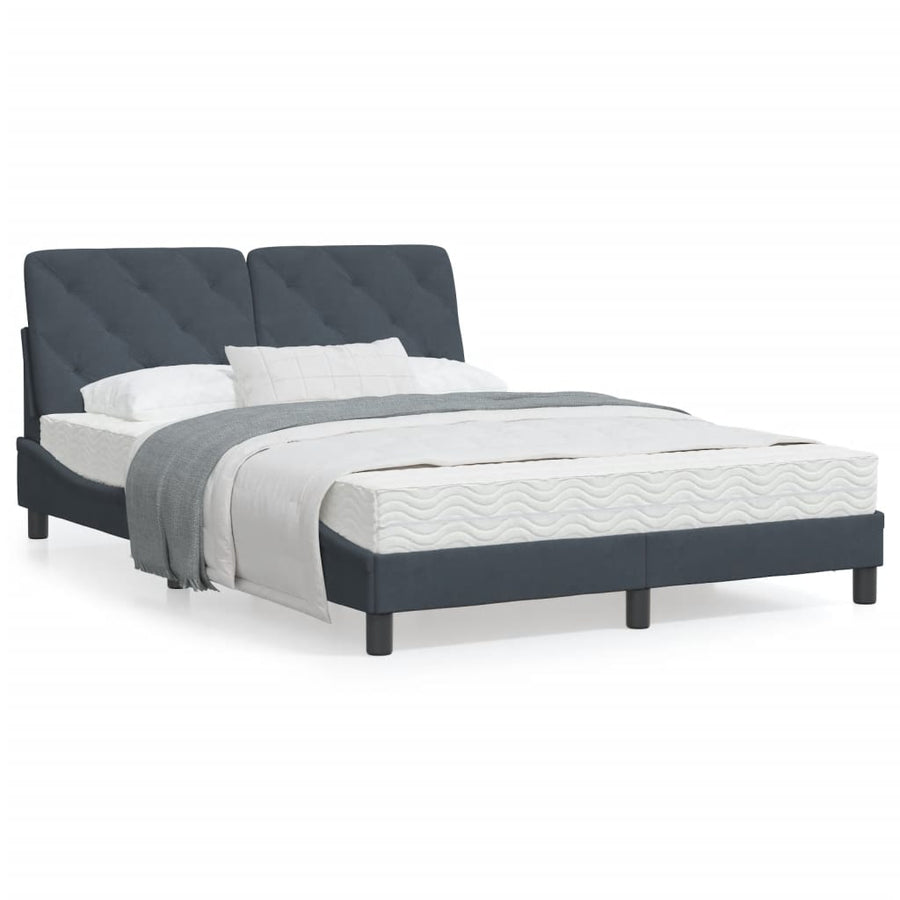 Bedframe met LED-verlichting fluweel donkergrijs 140x190 cm
