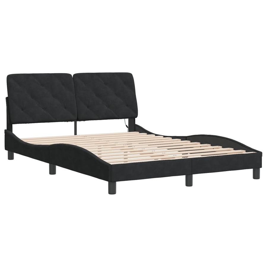 Bedframe met LED-verlichting fluweel zwart 140x190 cm