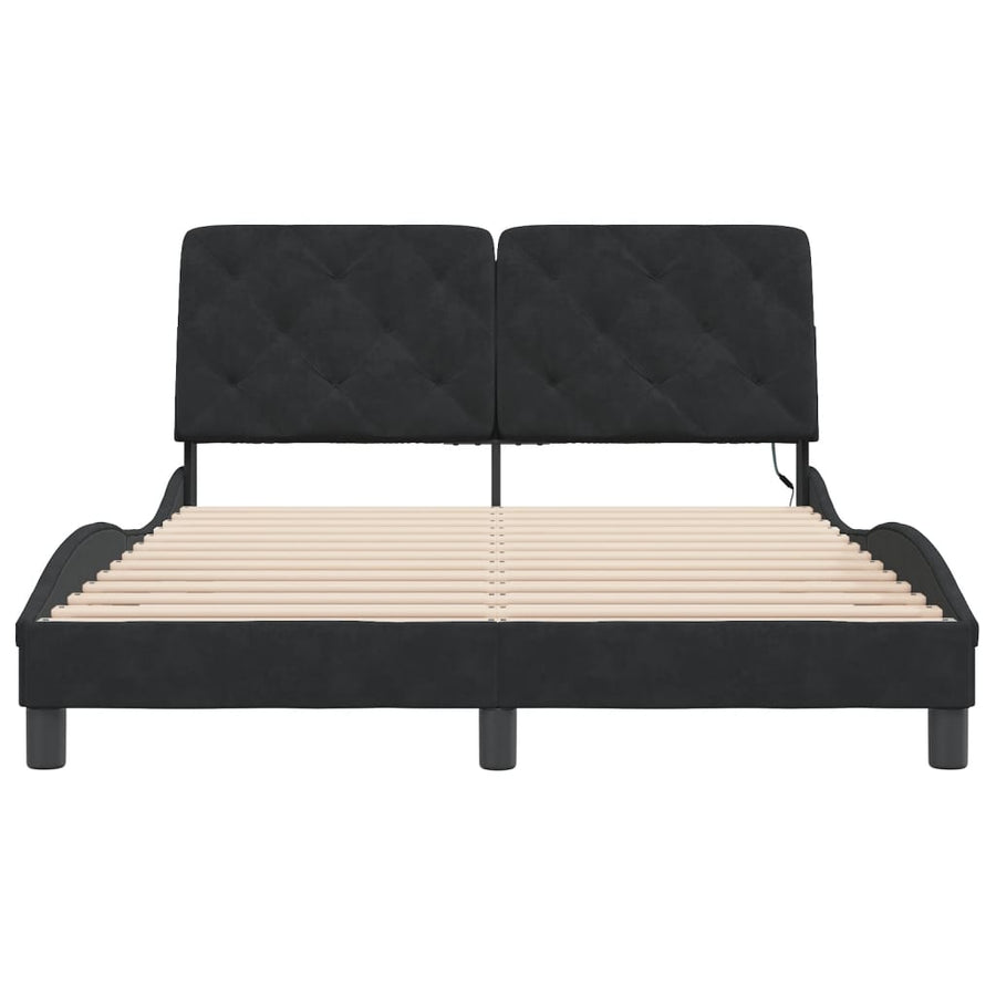 Bedframe met LED-verlichting fluweel zwart 140x190 cm
