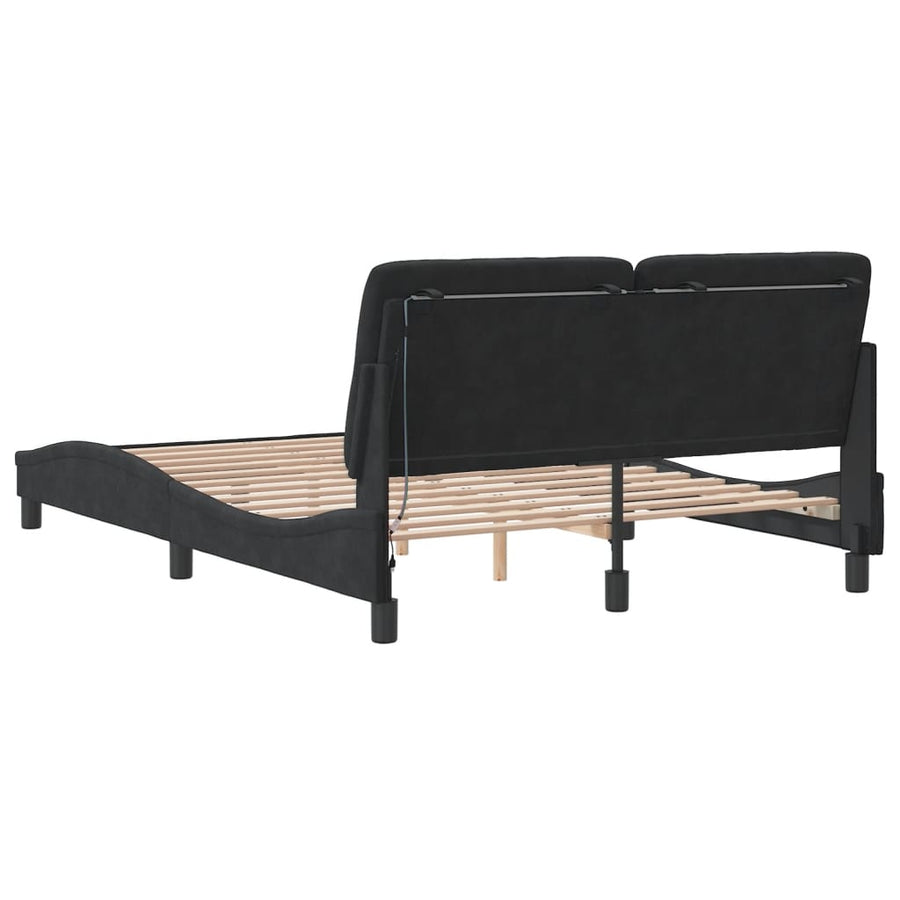 Bedframe met LED-verlichting fluweel zwart 140x190 cm