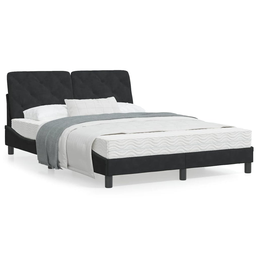 Bedframe met LED-verlichting fluweel zwart 140x190 cm