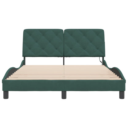 Bedframe met LED-verlichting fluweel donkergroen 140x190 cm
