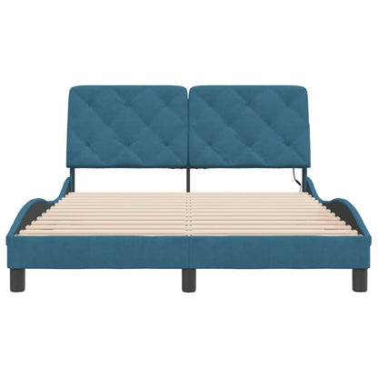 Bedframe met LED-verlichting fluweel blauw 140x190 cm