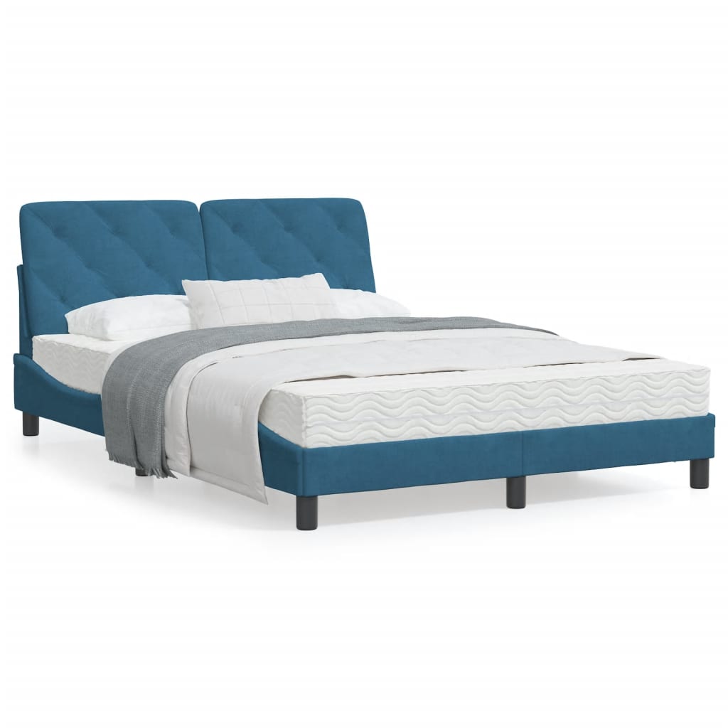 Bedframe met LED-verlichting fluweel blauw 140x190 cm