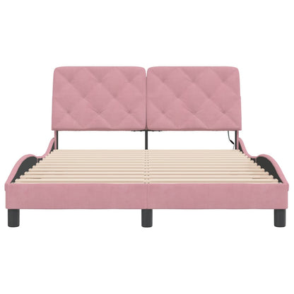 Bedframe met LED-verlichting fluweel roze 140x190 cm