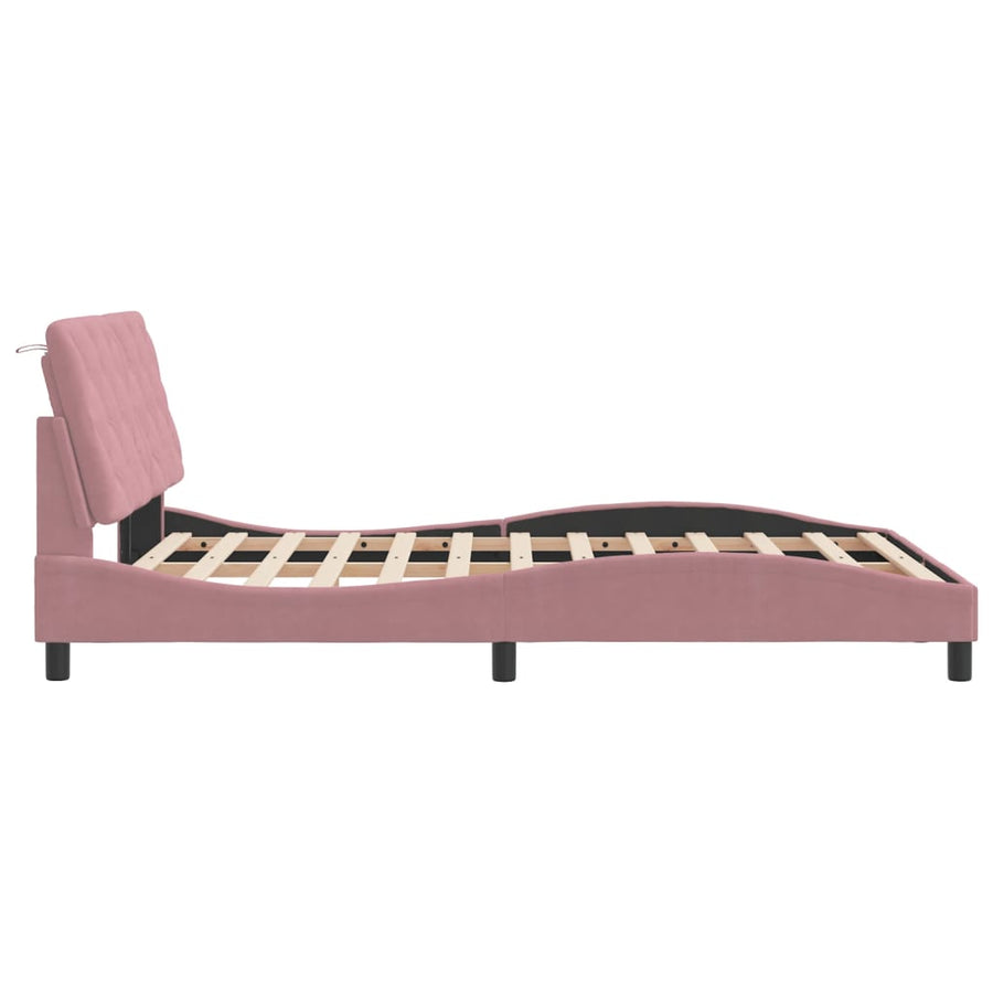 Bedframe met LED-verlichting fluweel roze 140x190 cm