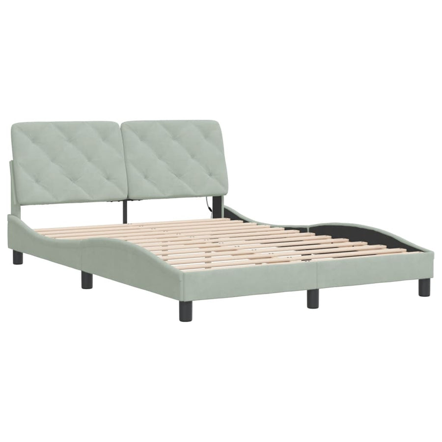 Bedframe met LED-verlichting fluweel lichtgrijs 140x200 cm