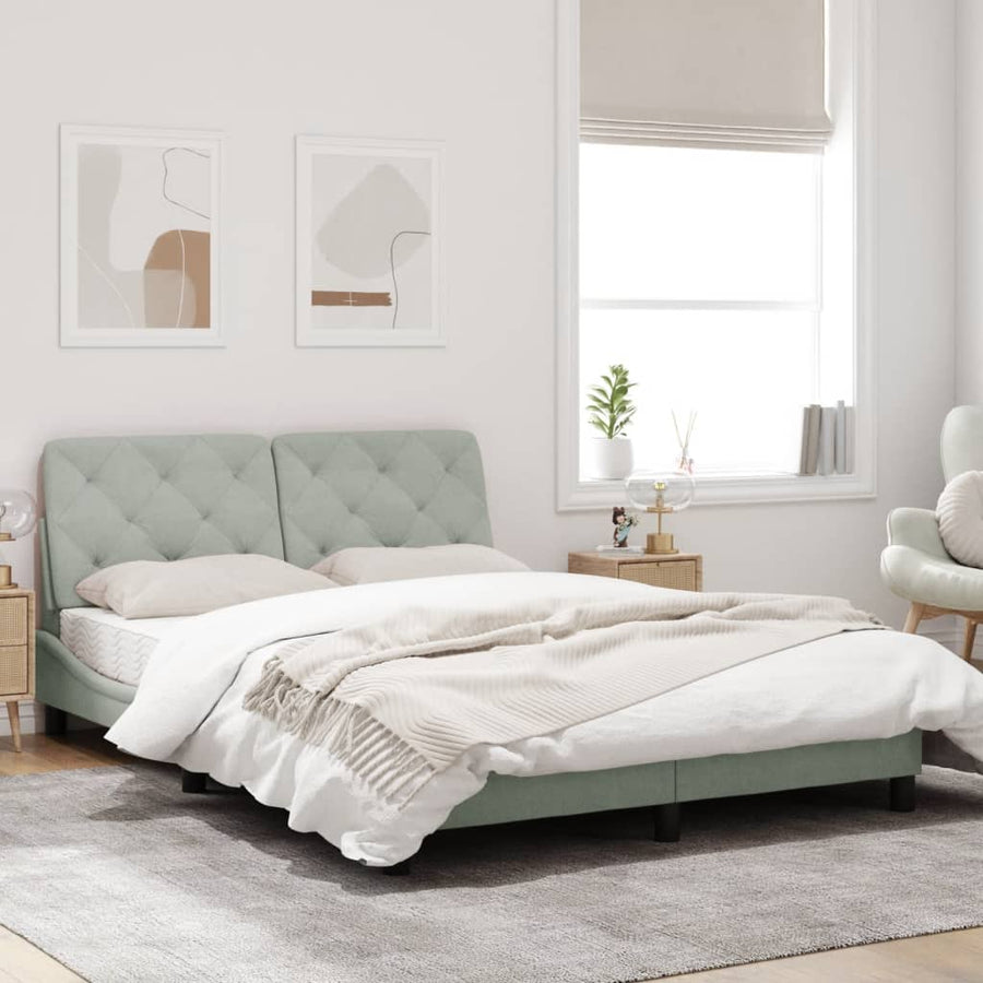 Bedframe met LED-verlichting fluweel lichtgrijs 140x200 cm