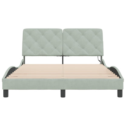Bedframe met LED-verlichting fluweel lichtgrijs 140x200 cm